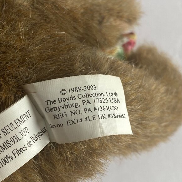 Vtg Boyds Collection "Chance Made Us Sisters" Plush Teddy Bear 4”  Floral Pillow - Picture 5 of 6